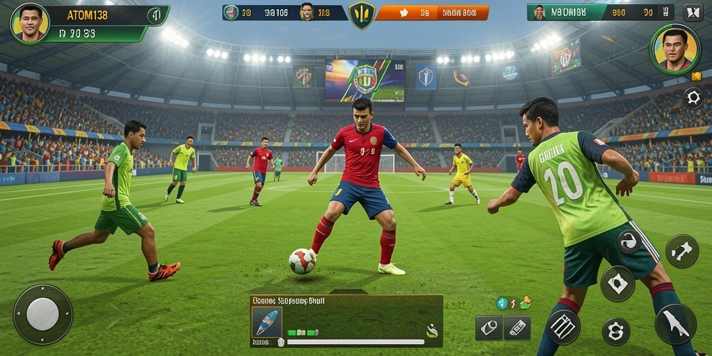 Tampilan gameplay nyata dari ATOM138 yang memberikan pengalaman sepak bola terbaik.