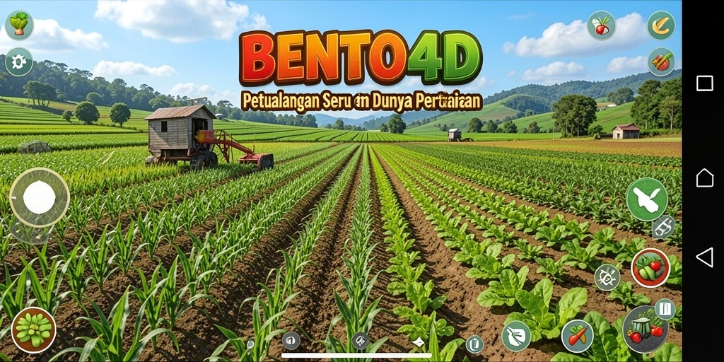 Screenshot gameplay BENTO4D menampilkan proses bertani yang menyenangkan.