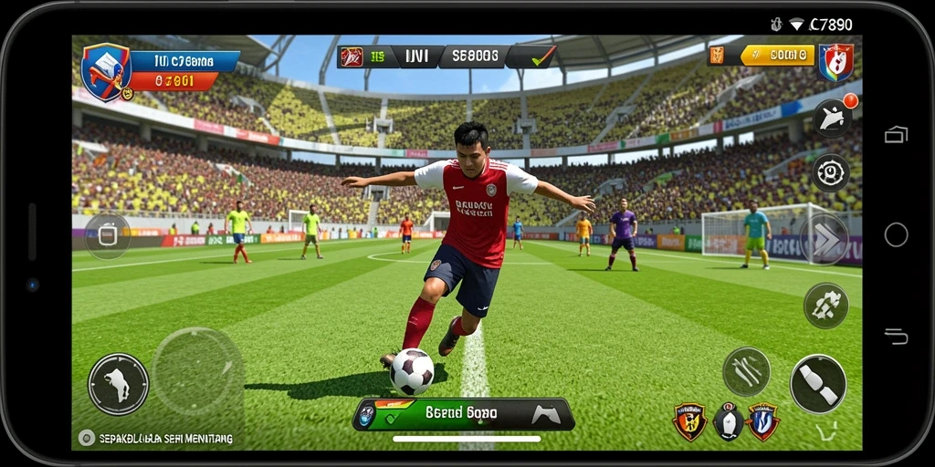 Tampilan grafis menawan saat bermain sepak bola di C7890.