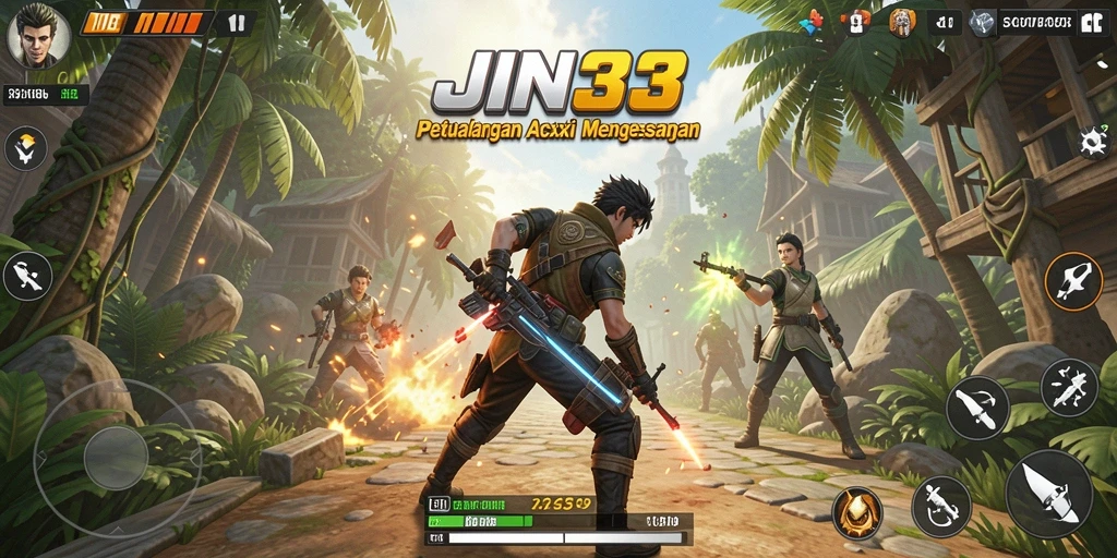 Tampilan aksi intens dari gameplay JIN33 yang menantang.
