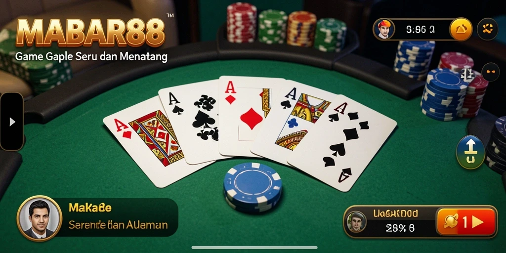 Tampilan gameplay seru MABAR88 dengan kartu Gaple.