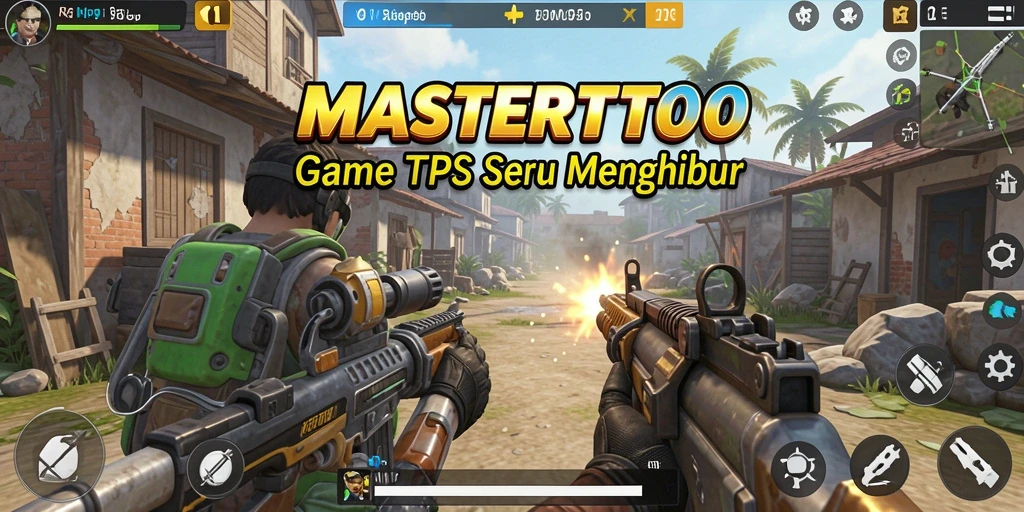 Tangkapan layar utama MASTERTOTO menampilkan aksi gameplay seru dalam pertempuran TPS.