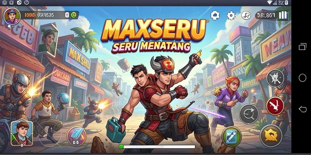 Screenshot MAXSERU menampilkan aksi seru dalam permainan arcade.