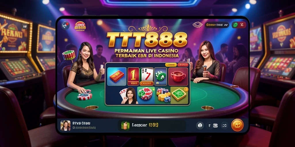 Screenshot gameplay TTT888 yang menampilkan dealer langsung dan permainan seru.